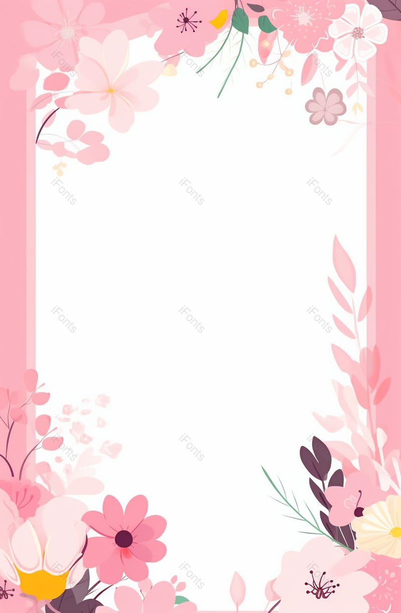 小清新花朵手绘边框效果背景图,插画/手绘图,插画/手绘图库,插画/手绘图下载,插画/手绘